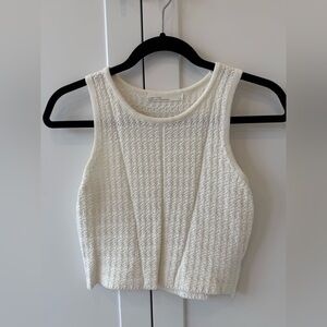 OAK + FORT Cream Textured Knit Tank Top